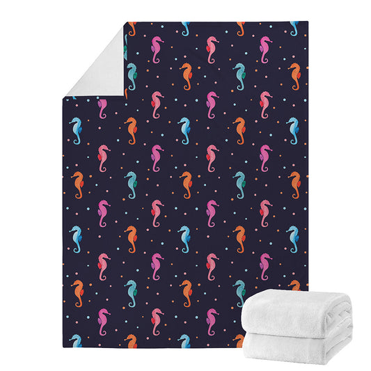 Colorful Seahorse Pattern Print Blanket