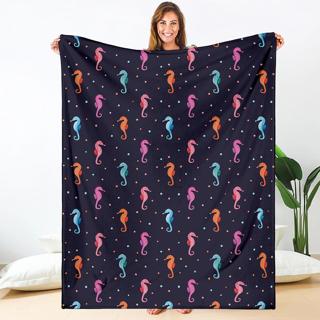 Colorful Seahorse Pattern Print Blanket