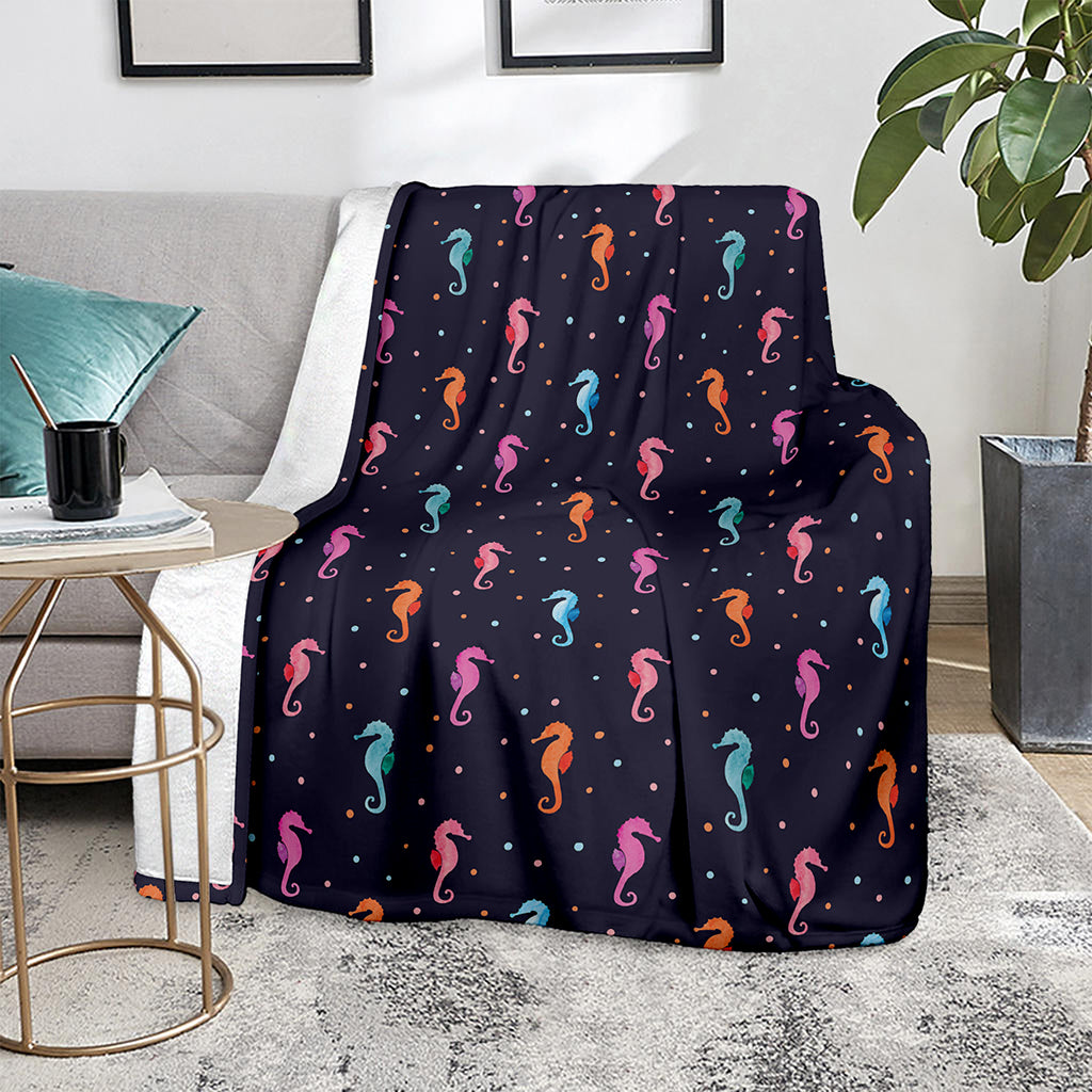 Colorful Seahorse Pattern Print Blanket
