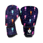Colorful Seahorse Pattern Print Boxing Gloves