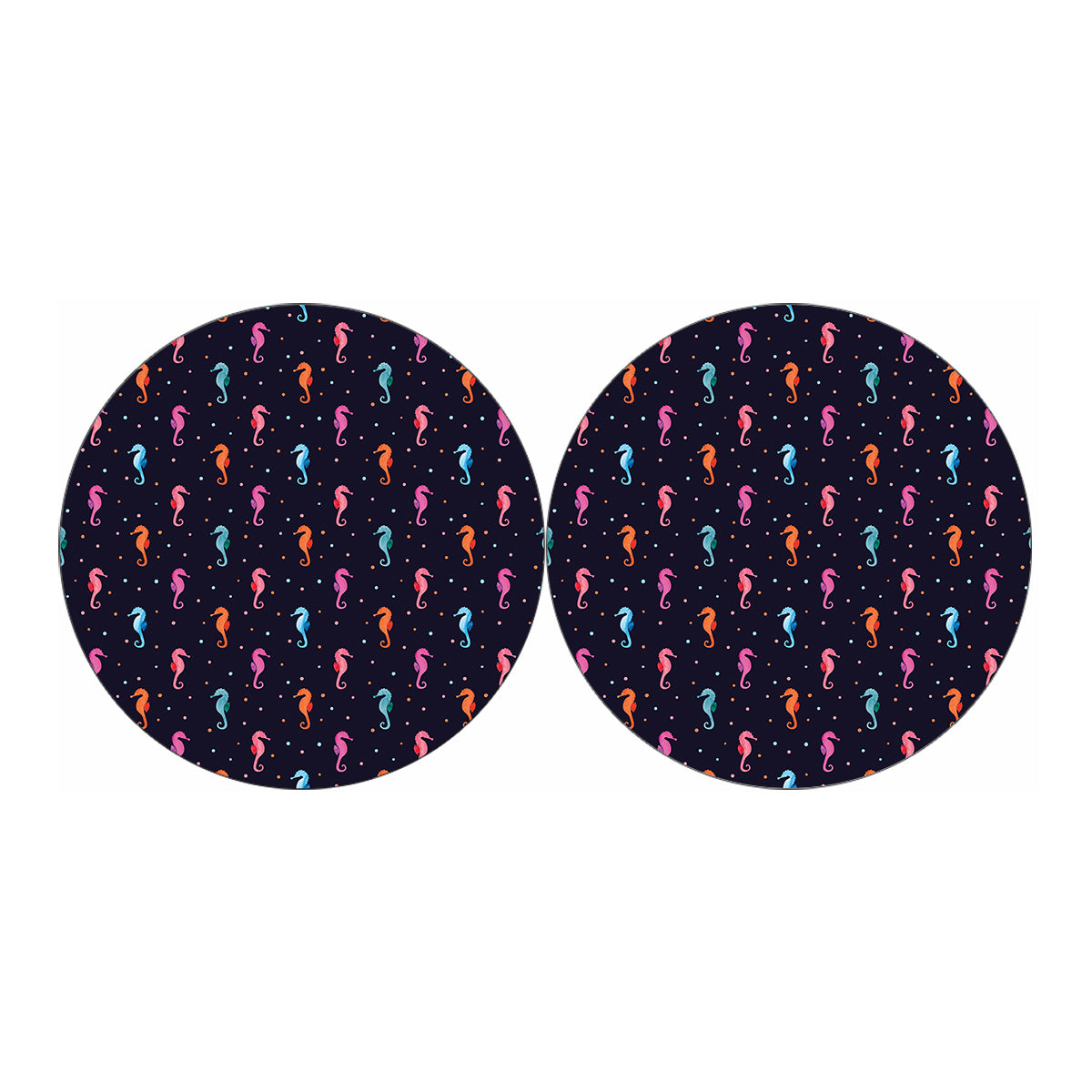 Colorful Seahorse Pattern Print Car Coasters