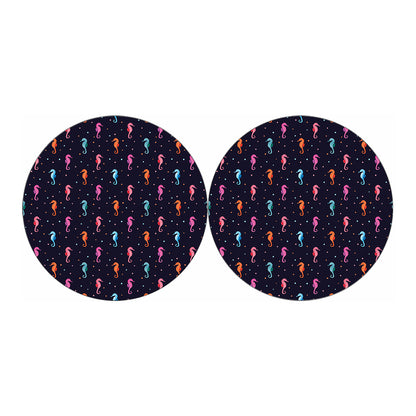 Colorful Seahorse Pattern Print Car Coasters