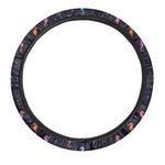 Colorful Seahorse Pattern Print Car Steering Wheel Cover