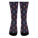 Colorful Seahorse Pattern Print Crew Socks