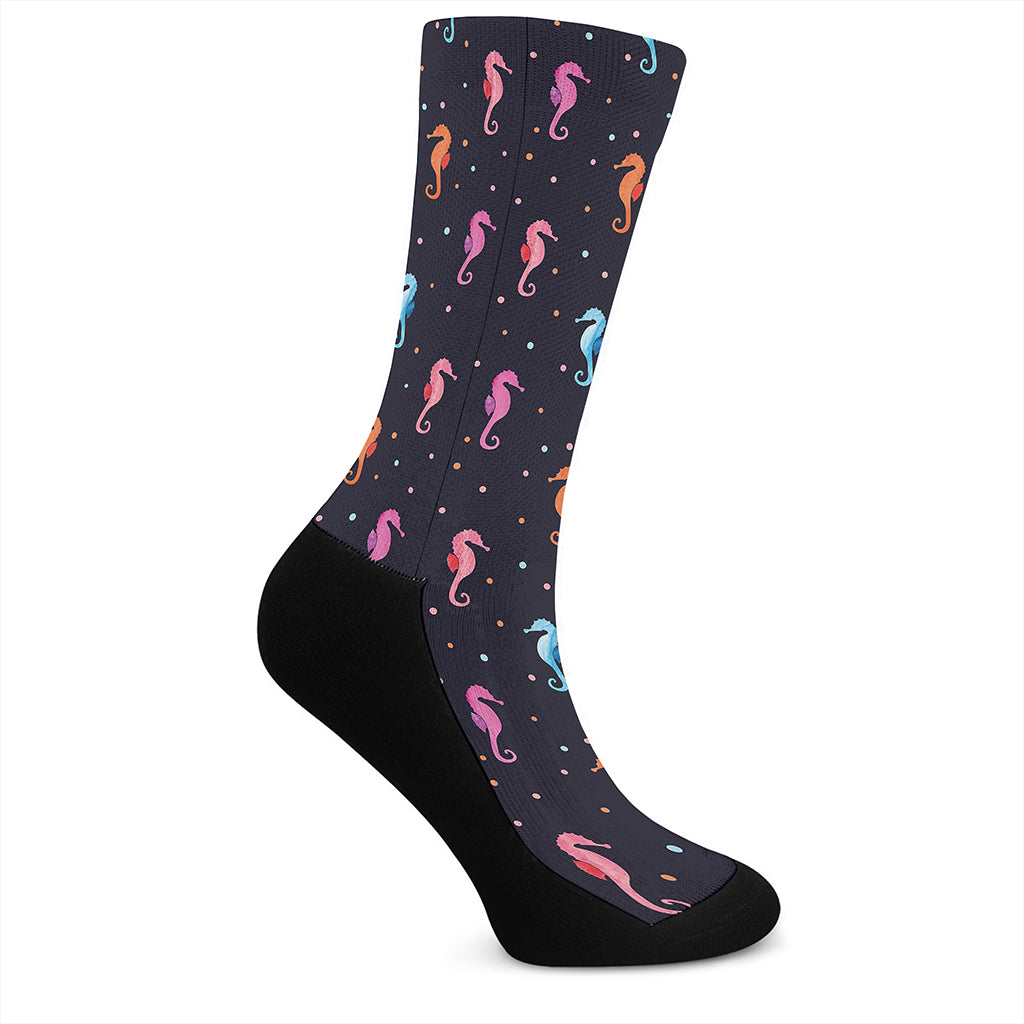 Colorful Seahorse Pattern Print Crew Socks