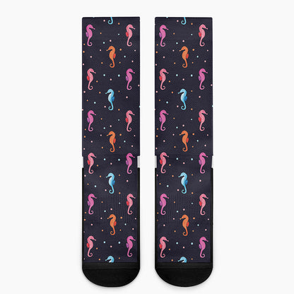 Colorful Seahorse Pattern Print Crew Socks