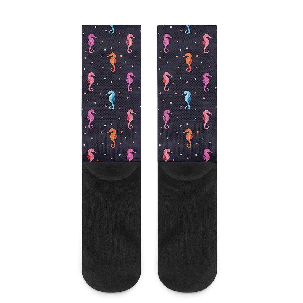 Colorful Seahorse Pattern Print Crew Socks