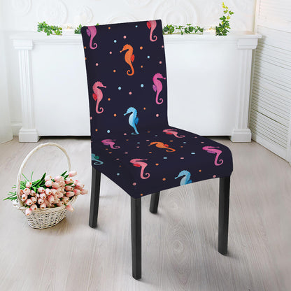 Colorful Seahorse Pattern Print Dining Chair Slipcover