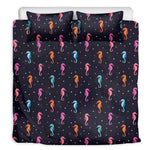 Colorful Seahorse Pattern Print Duvet Cover Bedding Set