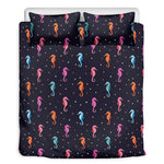 Colorful Seahorse Pattern Print Duvet Cover Bedding Set