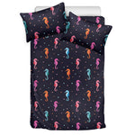 Colorful Seahorse Pattern Print Duvet Cover Bedding Set