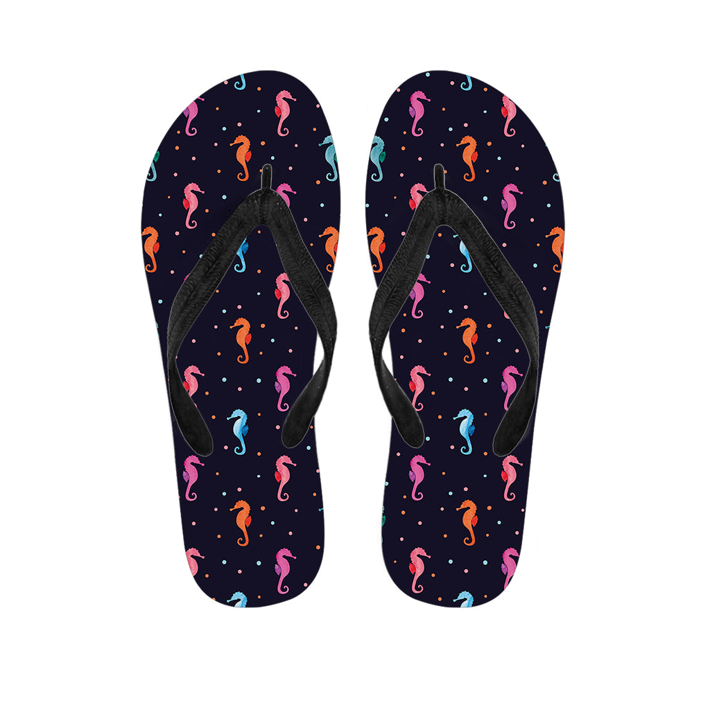 Colorful Seahorse Pattern Print Flip Flops