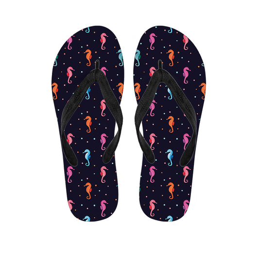 Colorful Seahorse Pattern Print Flip Flops