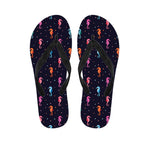 Colorful Seahorse Pattern Print Flip Flops