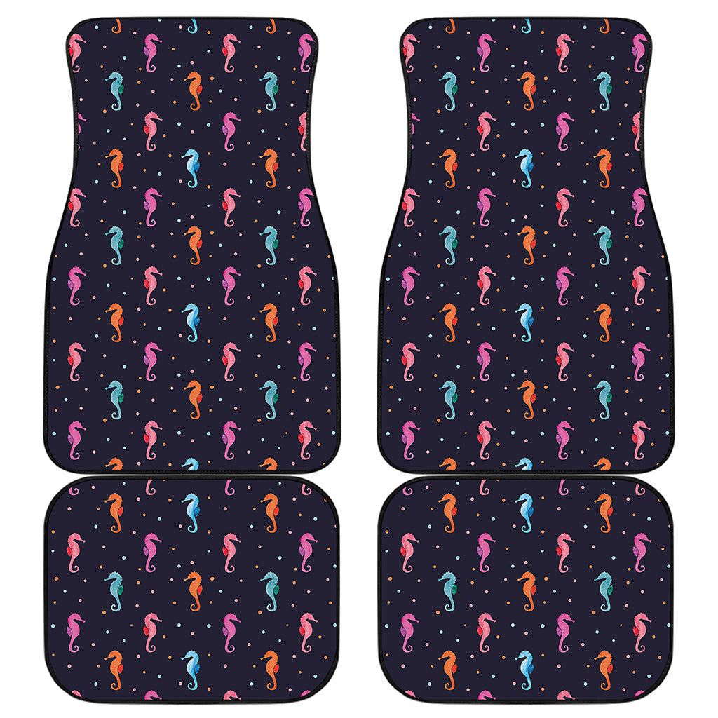 Colorful Seahorse Pattern Print Front and Back Car Floor Mats