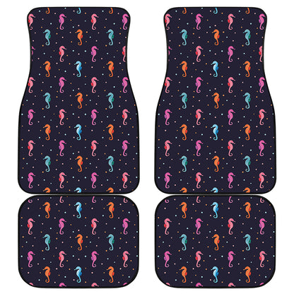 Colorful Seahorse Pattern Print Front and Back Car Floor Mats