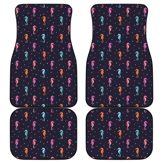 Colorful Seahorse Pattern Print Front and Back Car Floor Mats