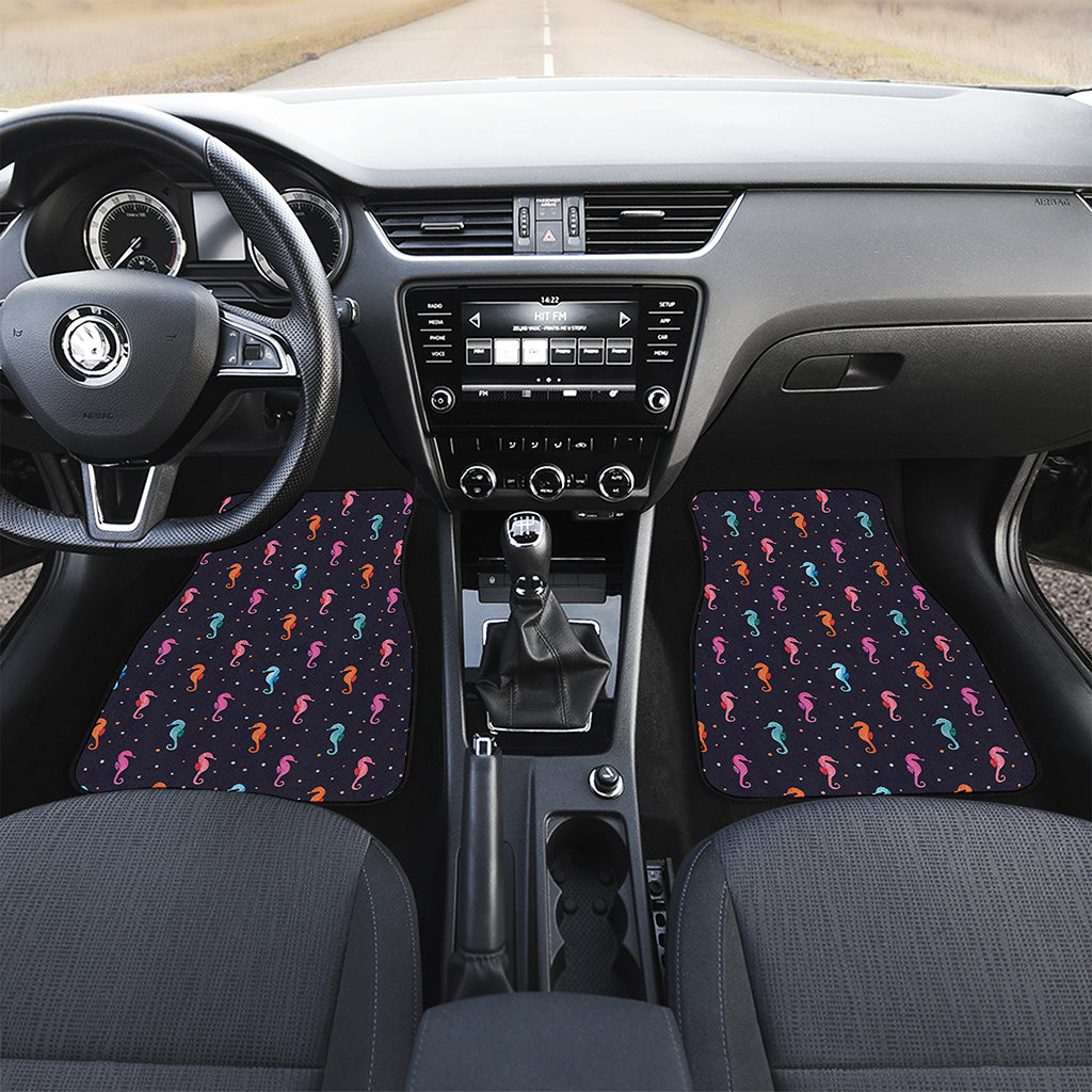 Colorful Seahorse Pattern Print Front and Back Car Floor Mats