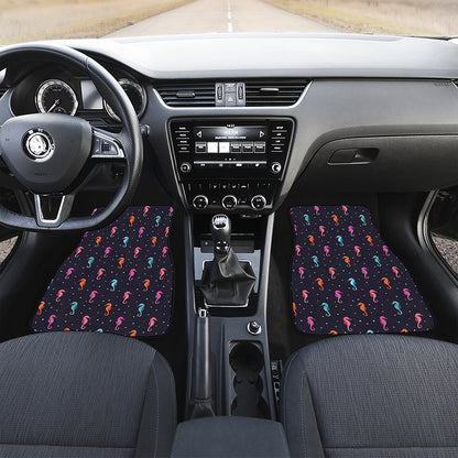 Colorful Seahorse Pattern Print Front and Back Car Floor Mats
