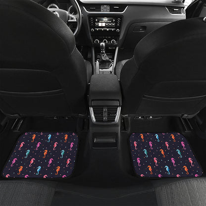 Colorful Seahorse Pattern Print Front and Back Car Floor Mats