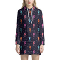 Colorful Seahorse Pattern Print Pullover Hoodie Dress