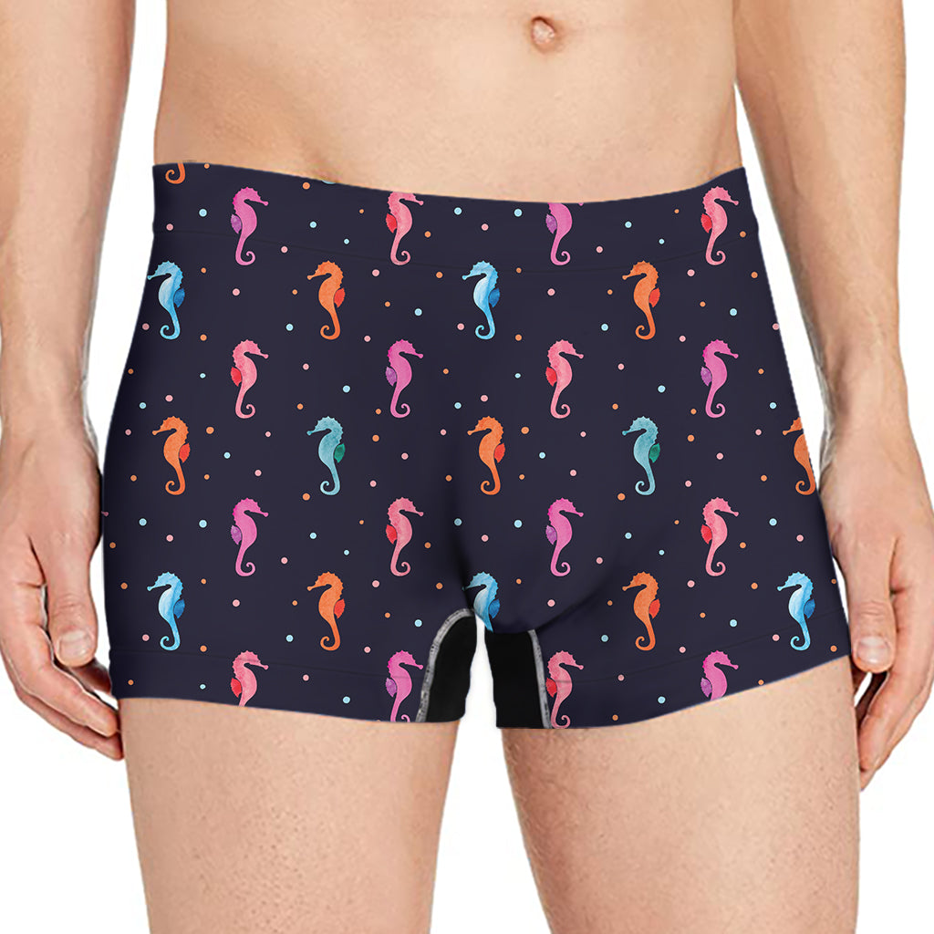 Colorful Seahorse Pattern Print Men's Boxer Briefs