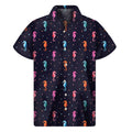 Colorful Seahorse Pattern Print Men's Short Sleeve Shirt