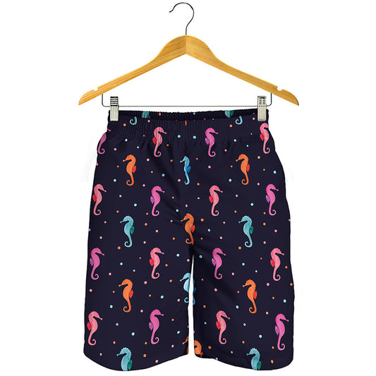 Colorful Seahorse Pattern Print Men's Shorts