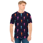 Colorful Seahorse Pattern Print Men's T-Shirt