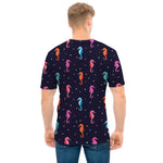 Colorful Seahorse Pattern Print Men's T-Shirt