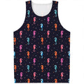 Colorful Seahorse Pattern Print Men's Tank Top