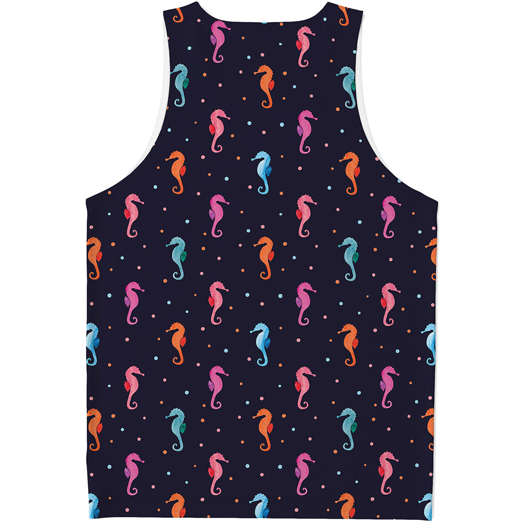 Colorful Seahorse Pattern Print Men's Tank Top