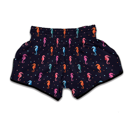 Colorful Seahorse Pattern Print Muay Thai Boxing Shorts