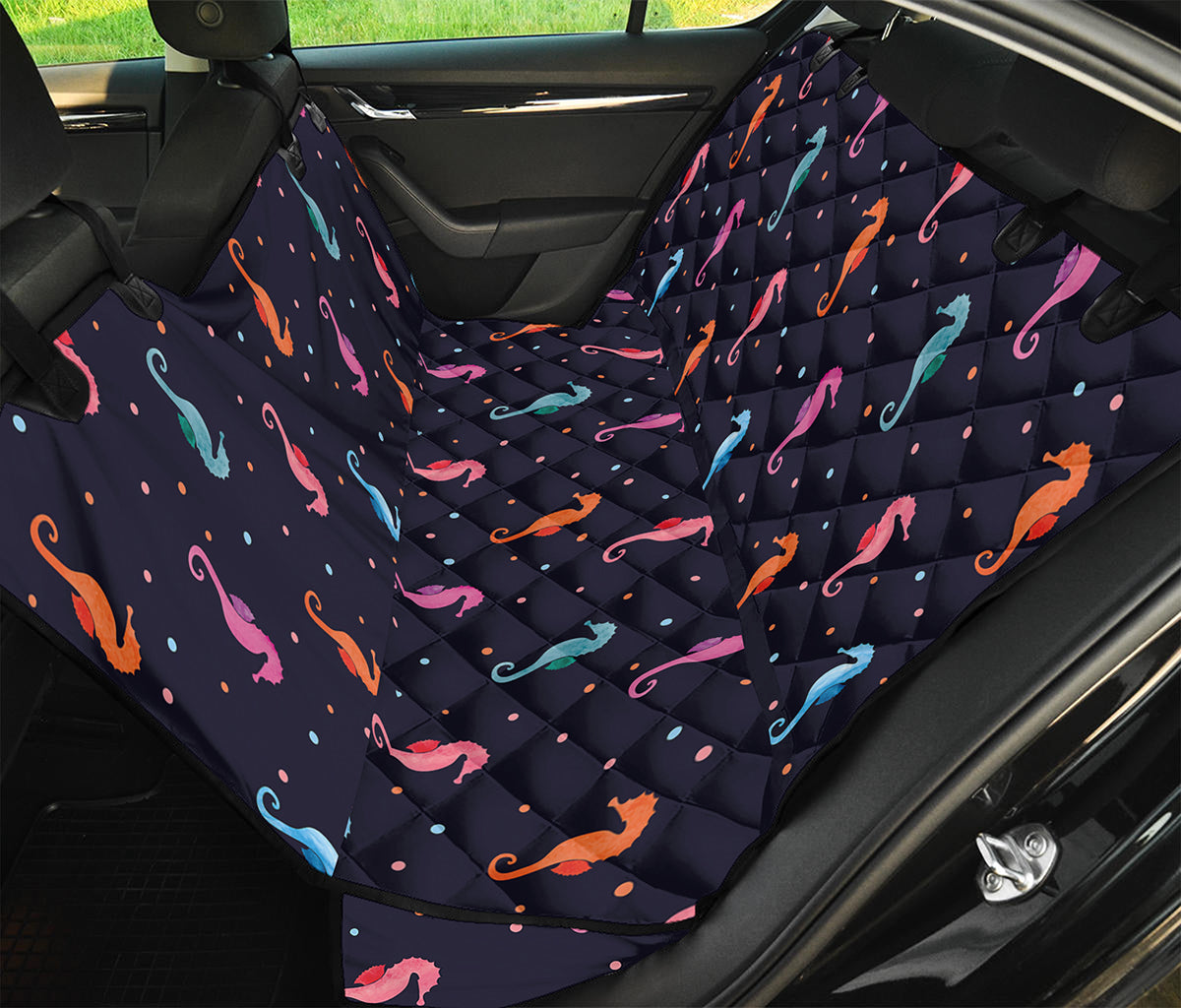 Colorful Seahorse Pattern Print Pet Car Back Seat Cover
