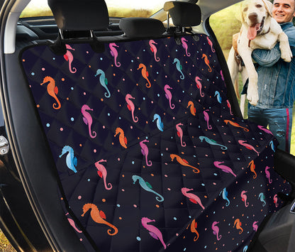 Colorful Seahorse Pattern Print Pet Car Back Seat Cover