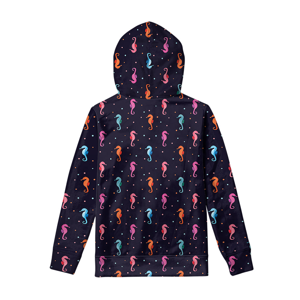 Colorful Seahorse Pattern Print Pullover Hoodie
