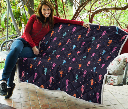 Colorful Seahorse Pattern Print Quilt