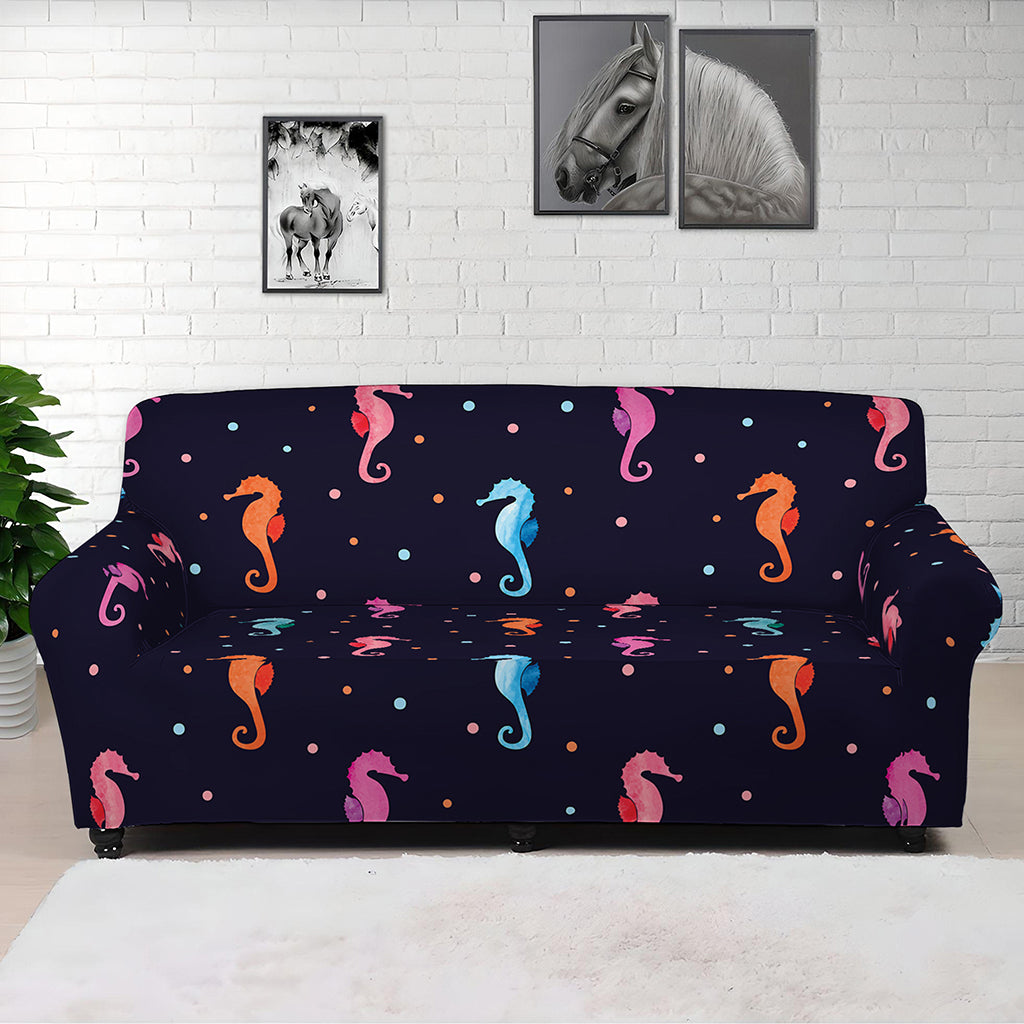 Colorful Seahorse Pattern Print Sofa Cover