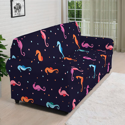 Colorful Seahorse Pattern Print Sofa Cover