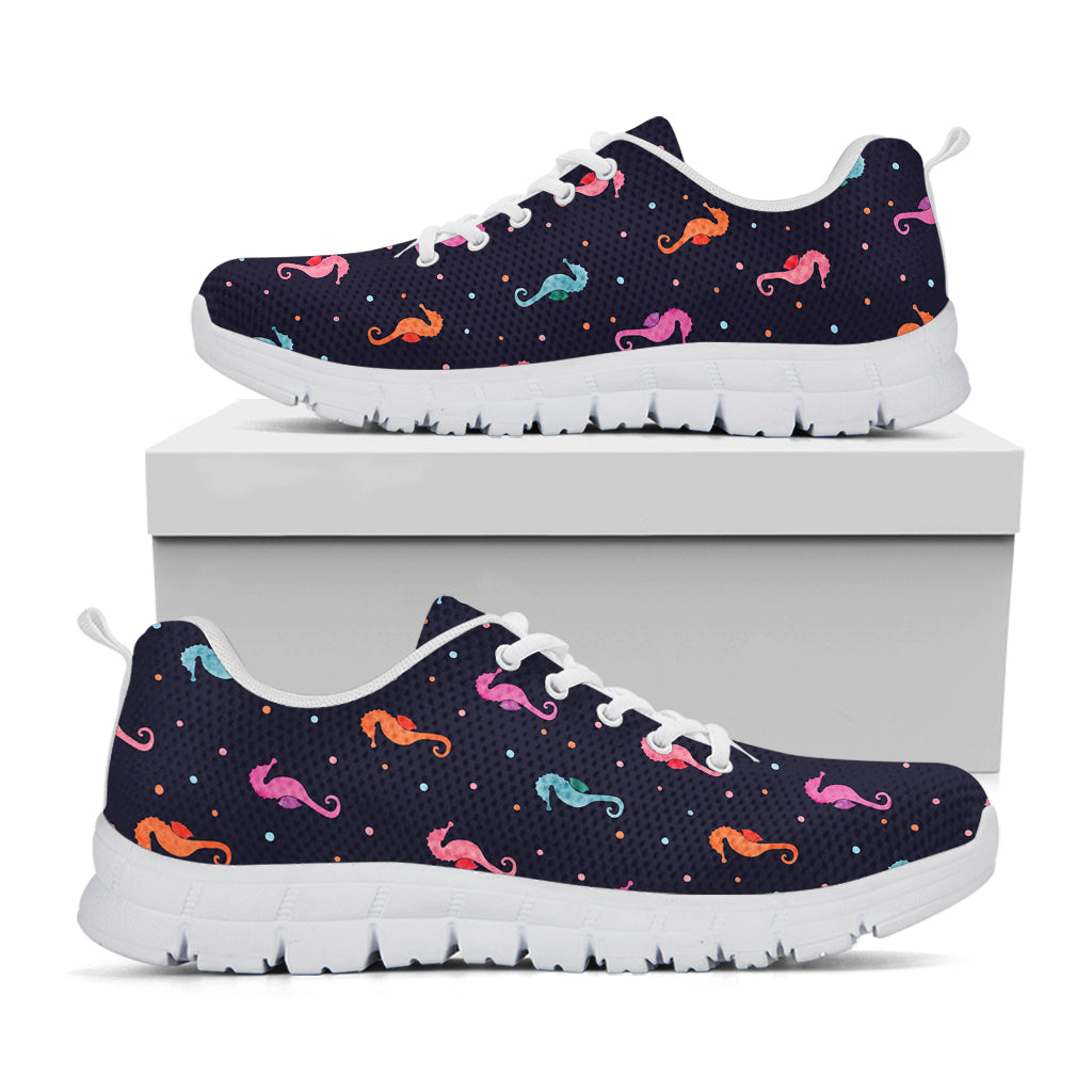 Colorful Seahorse Pattern Print White Sneakers