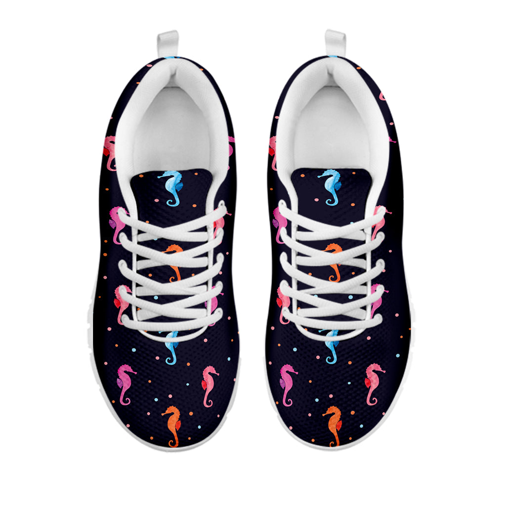 Colorful Seahorse Pattern Print White Sneakers