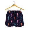 Colorful Seahorse Pattern Print Women's Shorts