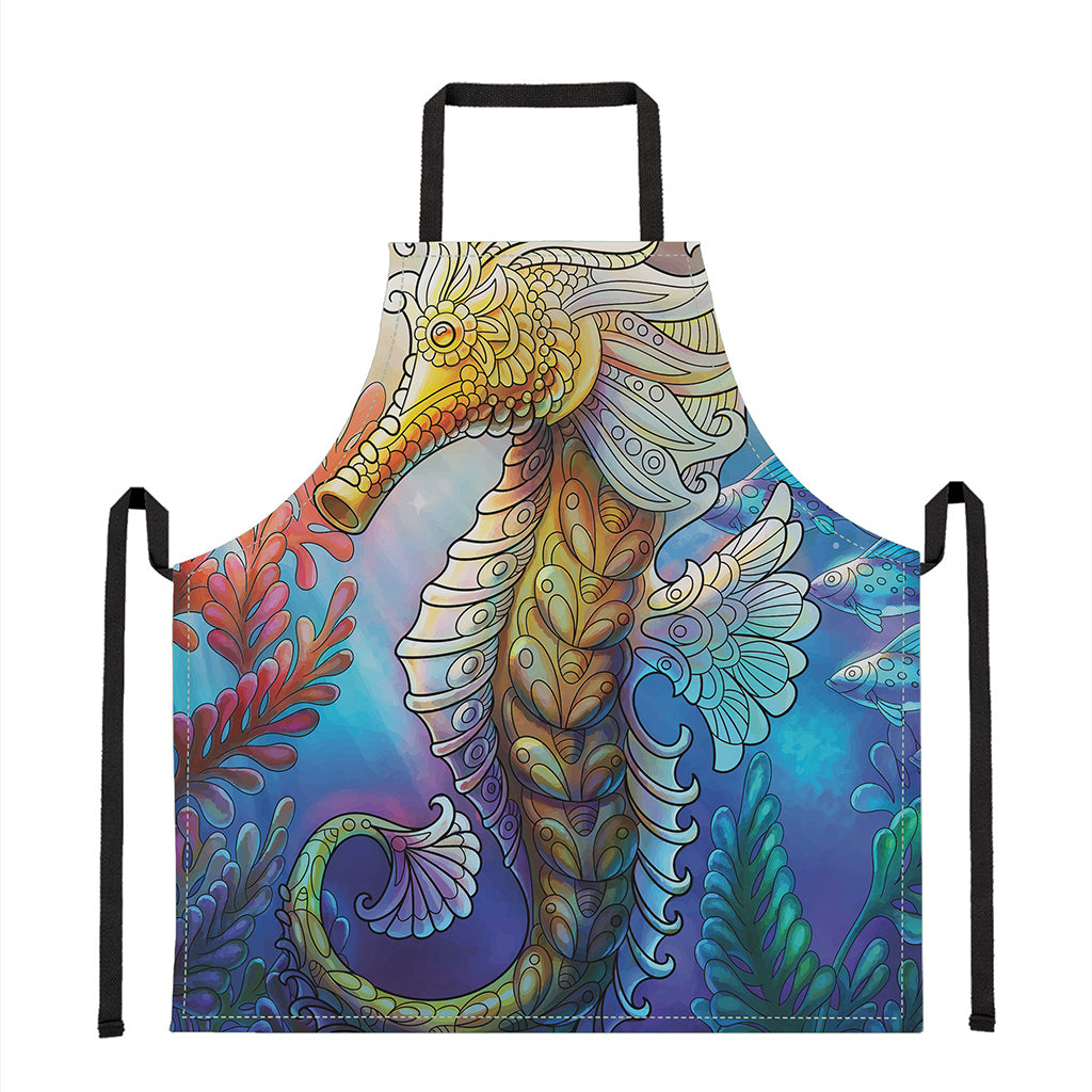 Colorful Seahorse Print Apron