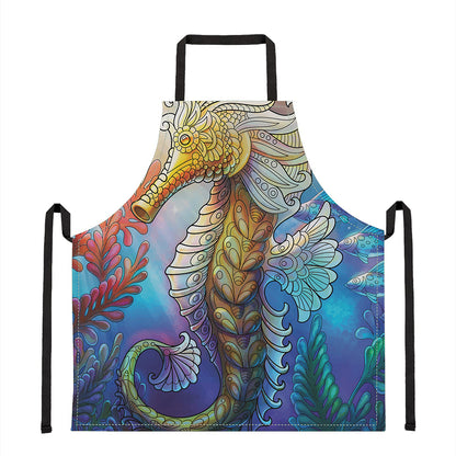Colorful Seahorse Print Apron