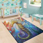 Colorful Seahorse Print Area Rug