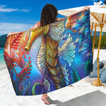 Colorful Seahorse Print Beach Sarong Wrap