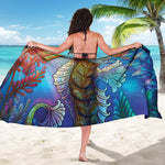 Colorful Seahorse Print Beach Sarong Wrap