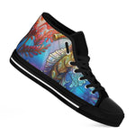 Colorful Seahorse Print Black High Top Shoes