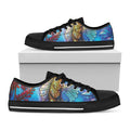 Colorful Seahorse Print Black Low Top Sneakers