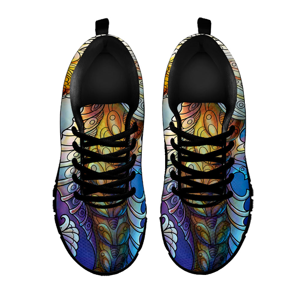Colorful Seahorse Print Black Sneakers